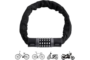 Rdusi Bike Lock Combination 5-Digit,[Reinforce Version] High Strength Alloy Bike Chain Lock,High Security Weatherproof,for Mountain Bike,E-Bike and Motorcycle