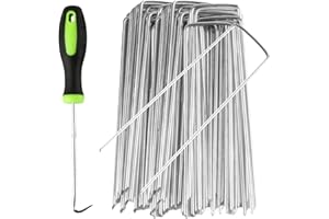 PANBEIQI Lot de 20 piquets de jardin en métal U robustes pour mauvaises herbes, trampoline, gazon artificiel