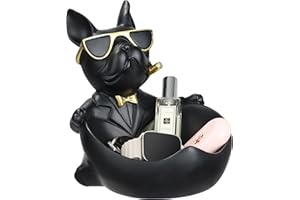 AUTUMNDEER Bulldogge Statue Schlüsselschale Aufbewahrungs, Französische Bulldogge Figur Multifunktion Lagerung Skulptur Deko, Französische Big Aufbewahrungsbox Kunst Statue für Eingang Desktop Dekoration