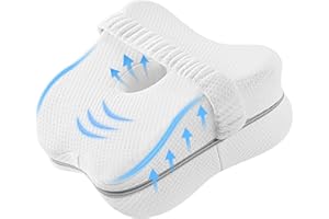 Ainiv Almohada Piernas Dormir, Almohada Rodillas para Dormir, Espuma Viscoelástica Cojin Piernas con Funda Extraíble y Lavable, Soporte para el Tobillo y la Rodilla (Blanco)