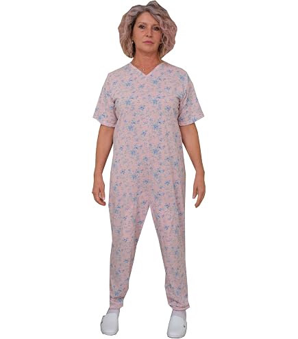 FERRUCCI COMFORT Pyjama tuton sanitaire en coton frais pour personnes âgées, manches longues, fermeture dos et intérieur jambe, incontinence, Alzheimer, fabriqué en Italie, Blanc féminin, XL FERRUCCI COMFORT Pyjama tuton sanitaire en coton frais pour personnes âgées, manches longues, fermeture dos et intérieur jambe, incontinence, Alzheimer, fabriqué en Italie, Blanc féminin, XL