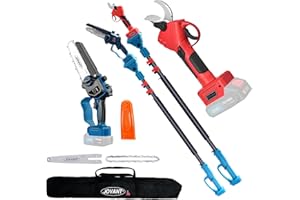 3-in-1 Pole Pruning Shears & Pole Saws for Tree Trimming, Electric Pruning Shears with 15ft Reach Pole,Cordless Pole Shears and Pole Saw Compatible with JOVANT Batteries (Tools Only, No Battery)