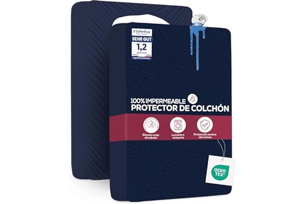 Utopia Bedding Protector Colchón 90 x 200 x 30 cm Impermeable, Certificación Oeko-Tex Funda Colchón, Cubre Colchón Transpirable, Elástico En Todo El Contorno Azul Marino