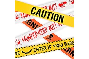 JIAWWAN Absperrband Halloween Zombie, 4 Stück Absperrband Warning Deko Outdoor Gefahren Warnband, Gruseliges Caution Tape Warnklebeband Schrägband Bündel für Halloween Horror Party Gefahrenberei