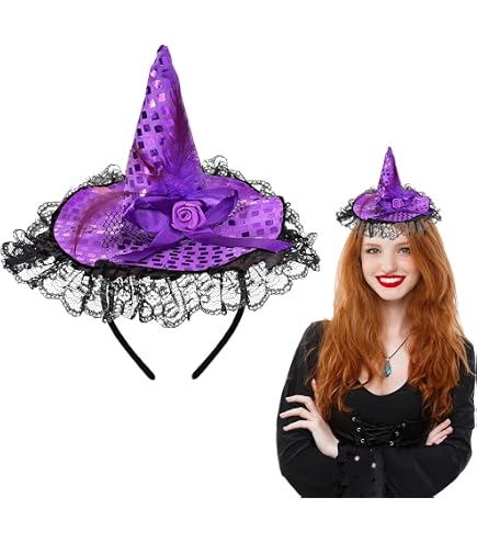 KarnevalsTeufel Hexenhut Haarreif – In 3 Farben Erhältlich (Schwarz, Rot, Schwarz-Rot) Für Halloween & Karneval