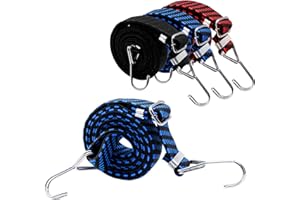 Tokeya Corde Elastiche con Gancio, 4 Pezzi Cinghie Elastiche di Fissaggio, Lunghe Impieghi Corda Cinghie Elastici per Campeggio Portapacchi, Bicicletta, Auto, Moto Trasporto,2m