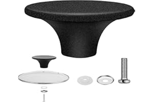 BRAMBLECO 1 Set Universal Cooker Knobs – Stainless Steel Saucepan Lid Knobs with Screws – Non-Slip Pan Lid Handle – Ideal Replacement for Pot Lids & Slow Cookers (Black)