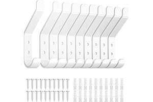 susswiff 10-Pack Aluminum Coat Hooks for Hanging - 10KG (Max) Wall Hook with Screw, Heavy Duty Stainless Holder for Towel, Backpack, Hat, Sturdy Metal Hanger for Door and Wall, White