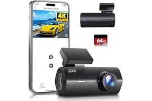 GKU Dash Cam Auto 4K,Dash Cam con UHD 2160P,DashCam Auto con WiFi integrato,Scheda SD 64G,24H Parking Monitor DashCam,Super Visione Notturna,170°Grandangolo,WDR,G-Sensor,Registrazione in Loop,Max 256G