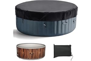 awagas Round Hot Tub Cover 215×70CM, Anti-UV Hot Tub Cover Protector with Drawstring Design and Storage Bag, 420D Oxford Lazy Spa Covers for Outdoor Tubs Round Patio Furniture Set