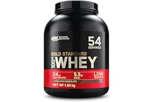 Optimum Nutrition Gold Standard 100% Whey, proteína en polvo, sabor Double Rich Chocolate, 1,62 kg, 54 porciones
