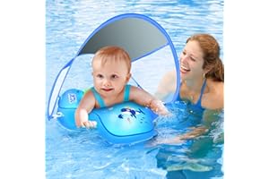 ‎LAYCOL LAYCOL Schwimmring Baby mit abnehmbarem Sonnendach, Kinder Schwimmreifen Baby Anti-Umkippen Aufblasbare Schwimmsitz das Schwimmbad Schwimmtrainer Baby Float für Baby ab 3-36 Monate