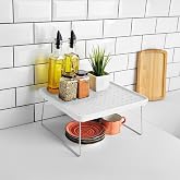 Deconox Cabinet Interior Organizer Folding Decorative Large Shelf, Plate, Cup Shelf, Kitchen Organizing Shelf (White) (30cm*30cm*15cm