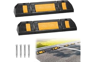 VA-Cerulean Lot de 2 butoirs de roue en caoutchouc pour limitation de parking de garage, 60 x 12 x 10 cm, Butées de parking avec bande réfléchissante, Support pour protection contre le démarrage