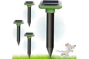 HENESE Répulsif Anti-Taupes Vibrations-Lot de 4,Fréquence Variable 400-1000 Hz,IP66 Imperméable,dissuasif Efficace Contre Les Taupes,Les Souris,Les Fourmis,Rats,et Le Serpent,Fonctionne à Solaire