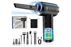 SJPZWCRL Souffleur Air Comprimé Nettoyage PC, 3 Vitesses Réglables 50000 tr/min Dépoussiérant Puissants électrique, 6000mAh Batterie Bombe Air Comprimé Duster pour Clavier, Ordinateur, Voiture, Bureau