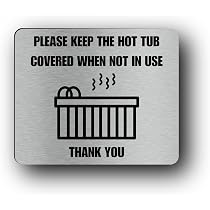 No Glass In Hot Tub Sign Adhesive Sticker Warning Notice, SILVER/GOLD/YELLOW engarved with text and Universal Icon Symbol and Text (Size 12cm x 10cm) (Silver
