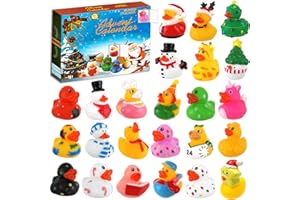 Audasi Calendario de Adviento 2025, Calendario De Adviento De Patos Navideños Calendario De Advientos Con Patitos De Goma Goma Divertidos Juguetes de Baño para Niñas y Niños Regalos Fiesta Duck