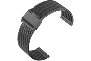 Lahviuu Bracelet de Montre Metal pour Homme Femme,Bracelet de Montre pour Montre Connectée et Montre Traditionnelle Dégagement Rapide 22mm Noir