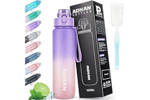 AOHAN Butelka sportowa z sitkiem na napoje 1 l, tritan, bez BPA, do napojów gazowanych, szczelna, ze skalą pojemności, do uprawiania sportu, szkoły, biura, na zewnątrz, siłownię i rower