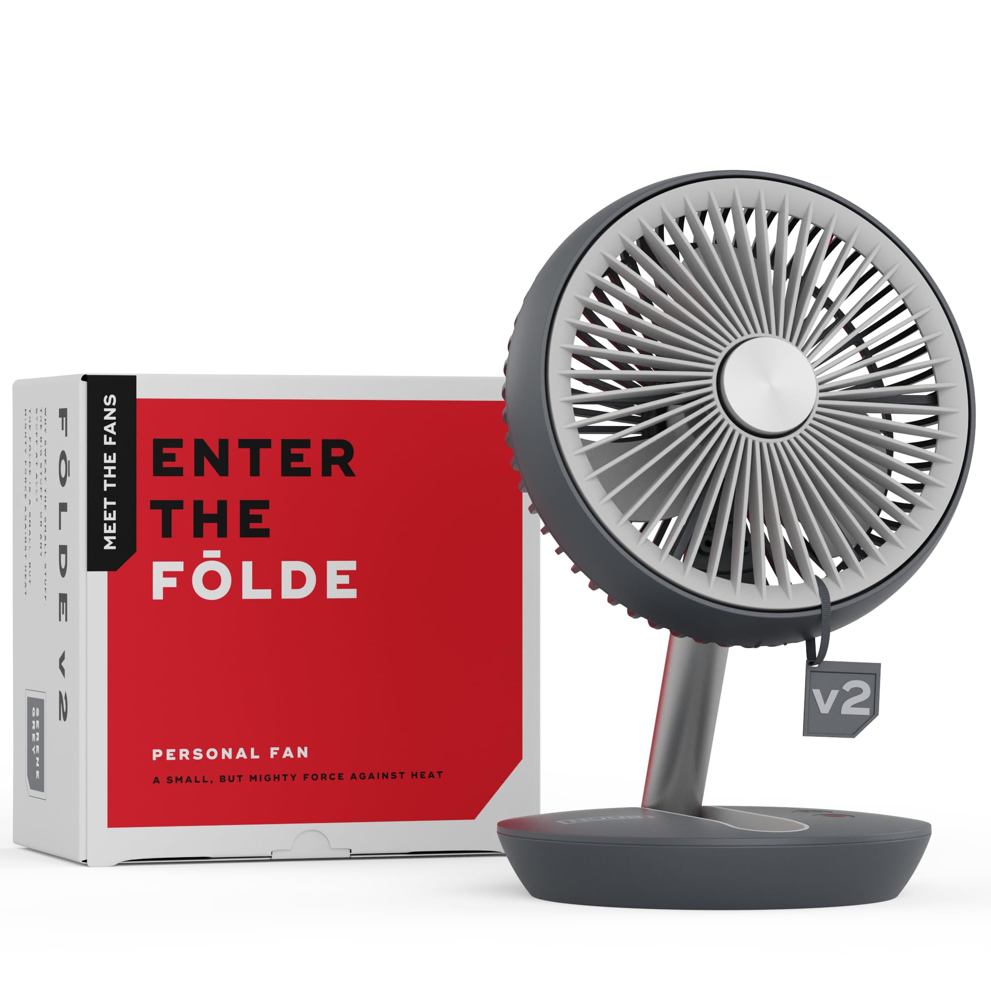 NUUK FOLDE v2 Personal Rechargeable Fan | Cordless, 7-Inch | Folds 180Â° & Fits in any Bag |16 Hr Run Time, 4 Wind Speeds | Super Silent BLDC Motor | For Hiking, Picnics, Travel, Beach, Camping, Prams