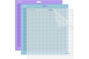 ‎REALIKE REALIKE Schneidematte für Silhouette Cameo 3/2/1,12x12 Zoll 3er-Pack Klebstoff klebrig Cutting Mat 3er-Pack Flexibler rutschfester Ersatz Vinyl matte zum Basteln (multicolored)