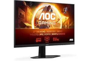AOC Gaming 27G4XED 27 Zoll FHD Monitor, 180 Hz, 1 ms, FreeSync Prem., G-Sync comp., HDR10 1920x1080, HDMI 2.0, DisplayPort 1.4 schwarz, 27 pollice FHD, Fixed stand