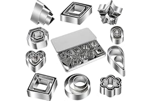 FENQURO 30 PCS Mini Emporte-pièces en Acier Inoxydable, Géométriques, Formes De Cœur Hexagonale Fleurs Étoiles pour Gâteaux Fondants