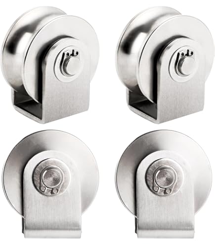 Produktbild von FLOTRUTE 4x V-Nut Umlenkrolle Aus Stahl – Seilrolle 30mm, Doppelt Gelagert, Für Seil, Flaschenzug & Tor