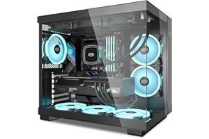 CPS C3T500 ARGB Tower ATX Case, PC Case, PCCOOLER 6 * 120mm ARGB Fans, 2*Transparent glass,Type-C, 2 * 3.0 USB, LED Airflow Tower PC Gaming Case, Supporta radiatori da 240 280 360mm, T500 (Nero)