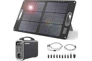 JustNow, Stazione di alimentazione portatile da 280 W, con pannello solare da 60 W, alimentatore da 192 Wh con batteria LiFePo4, generatore solare per esterni per campeggio e camper