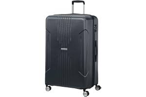 American Tourister Tracklite Spinner incheckningsväska, 78 cm | Svart, expanderbar hård väska, 78H x 50W x 30D cm, 120 L, 4.4