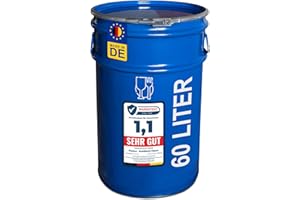 plasteo® 60 Liter Stahlfass Hobbock Deckelfass | Lebensmittelecht | UN-Zulassung | Made in DE | 2 Patentfallgriffe | Mülleimer Behälter Mistkübel | Transport und Aufbewahrung | Robust Stabil