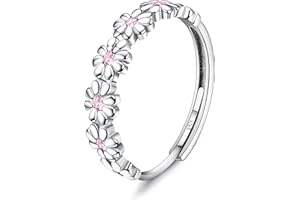 MILACOLATO Anillos Mujer Plata de Ley 925 Anillo Margarita Amarillo/Rosa Circón Cúbico Anillo Abierto Ajustable Anillo Delicado Declaración Anillos de Dedo Anillo de Plata Pulgar para Mujer Chica