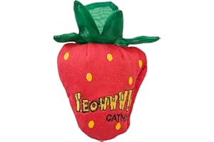 YEOWWW Catnip Toy For Cats - Organic Crinkle Cat Toy, Durable And Safe, For Indoor And Outdoor Cats, Strawberry Shaped (H 10 cm) (Red Strawberry)