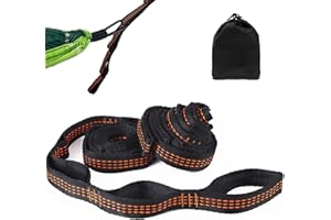 Marjoramy Hamaca de Fijación, 2 M X 2,5 Cm Cuerda para Hamaca de Suspensión con 2 Mosquetones de Alta Resistencia, Negro