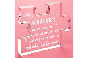 Funnli Schwester Geschenk, Gravierter Acrylblock Geschenke für Schwester, 3,35 x 2,76 Zoll Tischdekoration, Geschenk Schwester für Hochzeitstag Geburtstag, Geburtstagsgeschenk für große Schwester