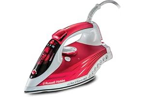Russell Hobbs Ultra Steam Pro Iron, Ceramic Non-Stick Soleplate, Large 320ml Easy Fill Water Tank, 155g steam Shot, 45g Continuous steam, Self-Cleaning Function, 3m Easy Wrap Cord, 2600W, 23990
