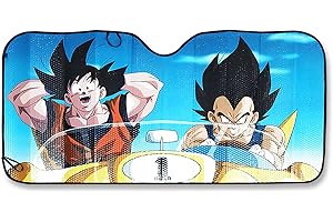 JUST FUNKY Dragon Ball Z Goku & Vegeta Sunshade for Car Windshield | 57 x 28 Inches