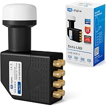 HB-Digital Octo LNB Für 8 Teilnehmer | 0,1 DB Rauschmaß, 4K UHD-tauglich – Inkl. 8x F-Stecker & 4x Abschlusswiderstände