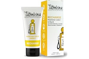 Tattoolicious RECHARGE 100 ml – Crema Rivitalizzante e Anti-Age per Tatuaggi | Neri e Colorati | Con Ingredienti Naturali e Principi Attivi Bio, Vegan, Cruelty Free, Derma Tested | Made in Italy