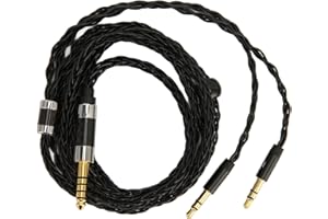 LAZMIN112 Headphone Cable, 4.4mm to Dual 3.5mm Silver Plated Earphone Cable Replacement High Resolution 8 Core Balanced Headset Cable