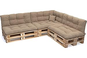 POKAR Palettenkissen Palletenauflagen Palettenpolster Palettensofa Palettenmöbel 8er Set: Sitzkissen 120x80 + Rückenlehne 120x40, Beige