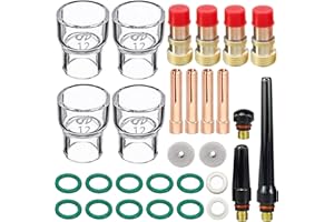 QAQGEAR 29 Stück TIG Stubby Gas Lens 17GL332 3/32" & #12 Glas Cup & Wig Gas Lens Collet Kit für WP-17/18/26