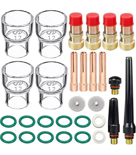 EATBALE 51Pcs for TIG Welding Torch Stubby Gas Lens #10 Glass Cup Kit, 10pcs Alumina nozzle for WP-17/18/26