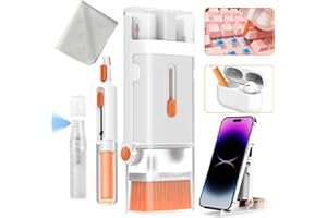 CRYSFIY 8 in 1 Elektronik Reinigungsset - Tastatur Reiniger, Tastatur Reinigungsset, Laptop Reiniger, Laptop Reinigungsset, All-in-One Elektronik Reinigungsset für Airpods/Laptop/Phone(Handyhalter)