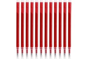HUGFADS Confezione di 12 ricariche cancellabili rosso, 0,7 mm, di alta qualità, compatibili con penne Pilot Fixion, lunga durata di scrittura di 400 m, inchiostro termosensibile (rosso, 0,7 mm)