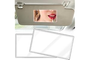 Benaton 2 Pièces Miroir de Courtoisie Pour Pare-Soleil de Voiture, Miroir de Maquillage Hd Inoxydable pour Intérieur de Voiture, Auto Adhésif Miroir Pare Soleil en Acier Inoxydable(11x6,5cm)