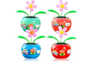 Chingde Fleur de Danse Solaire, Figurine Solaire pour Voiture, 4 pièces hoche la tête Accessoires de Voiture Voiture Voiture Bureau Jouets solaires pour décoration