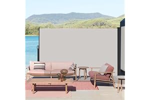 Kidsgigglz Brise Vue Retractable, Paravent Exterieur Retractable Store Exterieur Opaque, Protection de l'intimité et du Vent pour Balcon Terrasse Exterieur, Gris Store latéral, 180x300cm